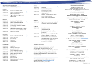 AKTUELLER MONATSPLAN / CURRENT MONTHLY SCHEDULE – ALLE ANGEBOTE UND VERANSTALTUNGEN IM September 2023