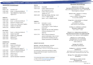 AKTUELLER MONATSPLAN / CURRENT MONTHLY SCHEDULE – ALLE ANGEBOTE UND VERANSTALTUNGEN IM NOVEMBER 2023