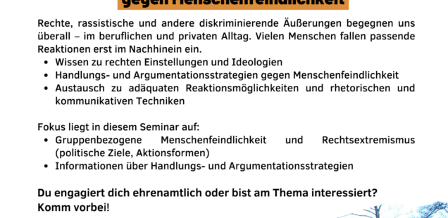 24.01.24 19:00 Uhr, Stammtisch für Ehrenamtliche (organisiert durch die Johanniter)